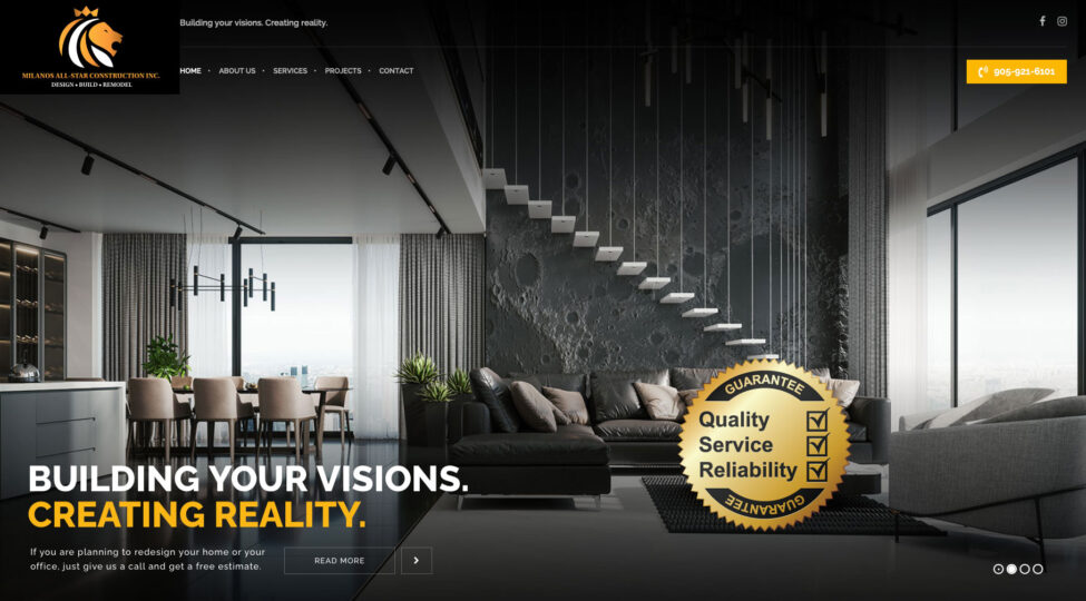 Web Design Hamilton Milanos All-Star Construction